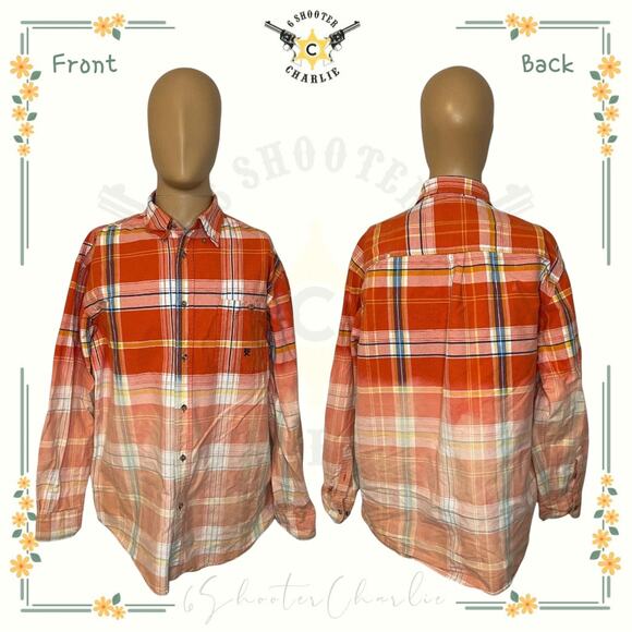 Wrangler 20X Men's Plaid Ombre Western Shirt Long Sleeve Button Down Size XL - Picture 1 of 6
